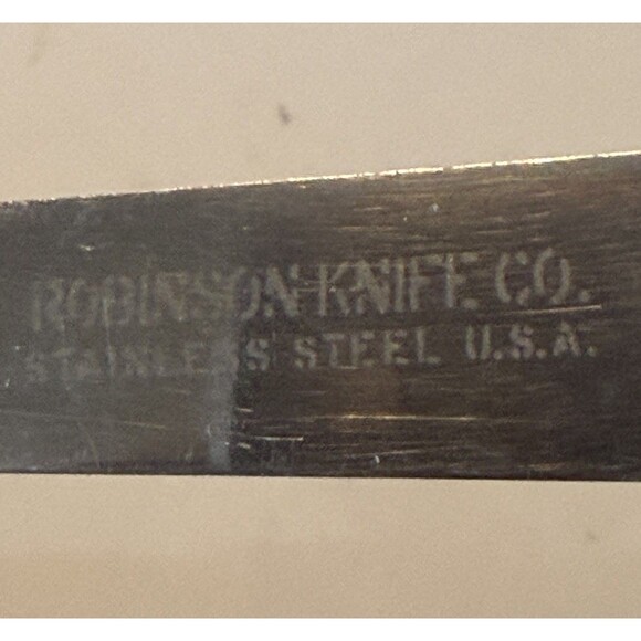 Robinson Knife Co Stainless USA Slotted Serving Spoons Wood Handle Set 12" - Picture 3 of 3